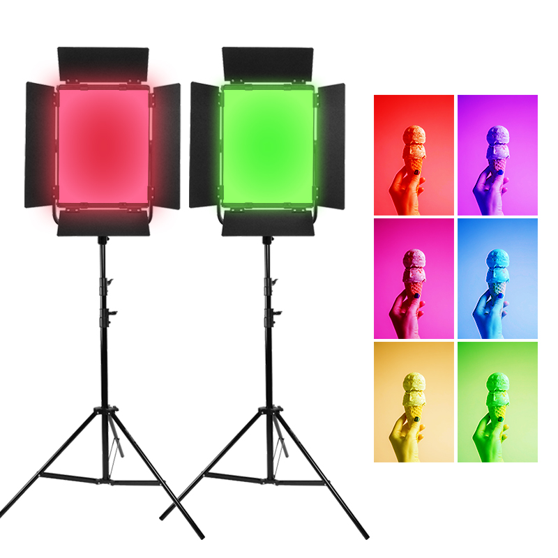 엘케이포토 - 큐브모아 호리존 스튜디오 조명 RGB LED 라이트 CU-600C 2등 세트